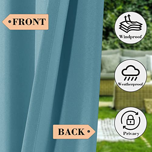 BONZER Wide Outdoor Curtains for Patio Waterproof, Privacy Tab Top Outside Curtains for Porch, Pergola, Cabana, Gazebo, Deck, 1 Panel, 100x95 Inch, Teal