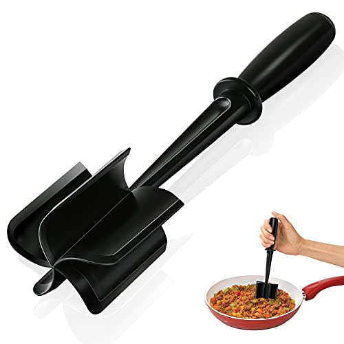 Meat Chopper, Hamburger Chopper Utensil, Professional Heat Resistant Nylon, Masher & Smasher Meat, Potato Masher Ground Beef & Turkey -Non Stick Mix Chopper for Kitchen Tool