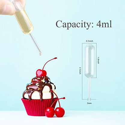 moveland 4ml Plastic Cupcake Pipettes Squeeze Syringes, 50 Pcs Disposable Liquid Injectors Squeeze Transfer Dropper for Strawberries Cupcakes Desserts