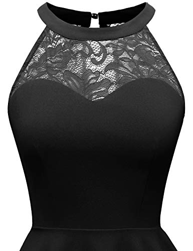 Bbonlinedress Halter Black Cocktail Dress Short Prom Homecoming Formal Wedding Guest Gothic Dress for Teens Black L