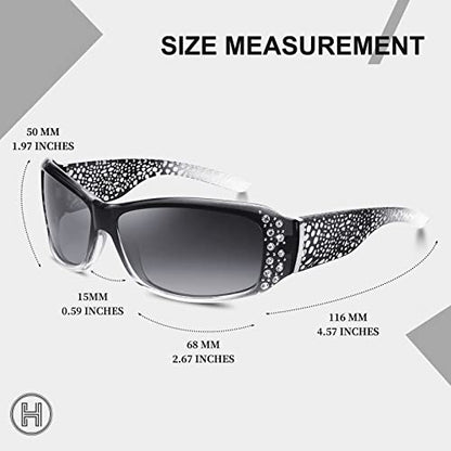 HAOLOTA Polarized Sunglasses for Women, Trendy Fashion Rhinestone Sunglasses UV400 Protection