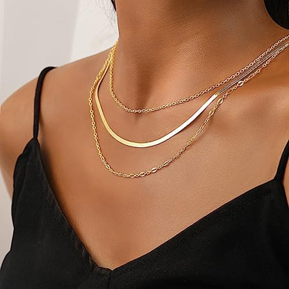 iF YOU 6 Pcs Gold Chokers Necklace Set for Women Girls, 14k Gold Plated CZ Pendant Necklace, Trendy Dainty Snake Chain Layered Necklaces for Jewelry Gifts