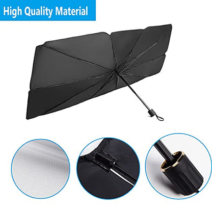 Coricha Windshield Sunshade Umbrella Brella Shade for Car Sun Shade Cover 31 * 57" As Seen on TV UV Block Front Window Heat Insulation Protection (Black Eyes)