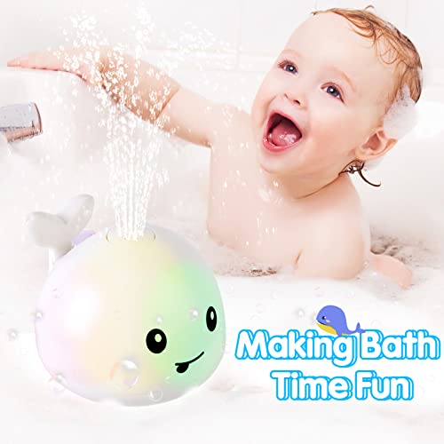 Gigilli Baby Bath Toys, Rechargeable Baby Toys Whale, Light Up Bath Toys, Sprinkler Bathtub Toys for Toddlers Infant Kids Boys Girls, Spray Water Bath Toy, Pool Bathroom Baby Toy