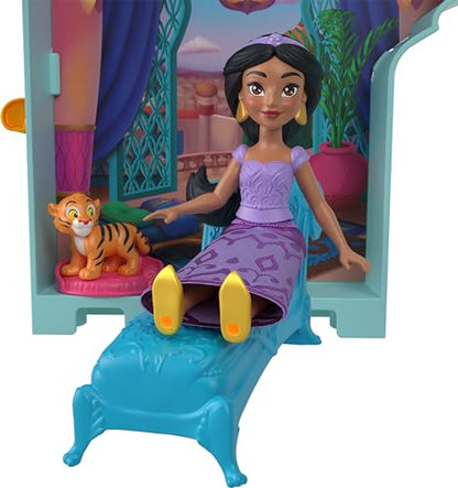 Mattel Disney Princess Toys, Jasmine Stackable Castle Doll House Playset with Small Doll, 2 Friends and 7 Pieces, Inspired by the Disney Movie, Kids Travel Toys and Gifts