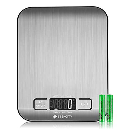 Etekcity Food Kitchen Scale, Digital Grams and Ounces for Weight Loss, Baking, Cooking, Keto and Meal Prep, LCD Display, Medium, 304 Stainless Steel