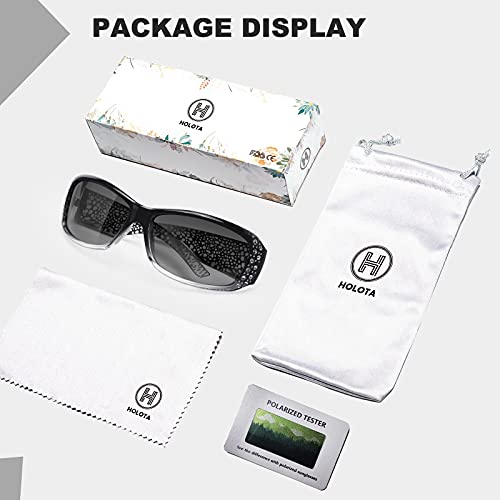 HAOLOTA Polarized Sunglasses for Women, Trendy Fashion Rhinestone Sunglasses UV400 Protection