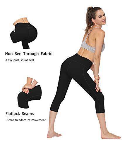 Fengbay 2 Pack High Waist Yoga Pants, Pocket Yoga Pants Capris Tummy Control Workout Running 4 Way Stretch Yoga Leggings