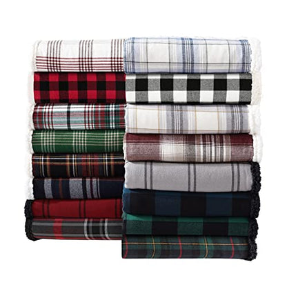 Eddie Bauer Brushed Throw Blanket Reversible Sherpa & Brushed Fleece, Lightweight Home Decor for Bed or Couch, Nordic Midnight