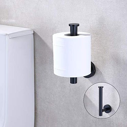 TASTOS Matte Black Toilet Paper Holder SUS304 Stainless Steel, Modern Round Tissue Roll Holders Wall Mount, Toilet Paper Roll Dispenser Bathroom 5 inch TP Holder for Kitchen Washroom