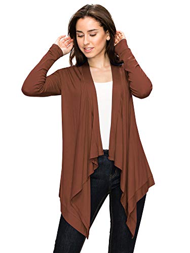 LL WSK849 Womens Off-Duty Open Front Cardigan M Rust