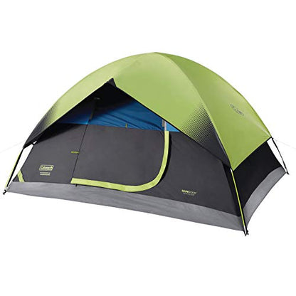 Coleman Dome Camping Tent | Sundome Dark Room Tent with Easy Set Up , Green/Black/Teal, 4 Person