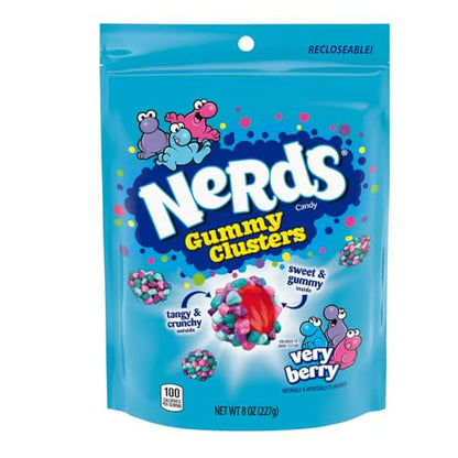 Nerds Gummy Clusters Candy, Very Berry, Game Day Candy, Football Watch Party Essentials, Resealable 8 Ounce Bag