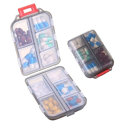 Zuihug 1Pack Travel Pill Organizer - 10 Compartments Pill Case, Compact and Portable Pill Box, Perfect for On-The-Go Storage, Pill Holder for Purse Gray