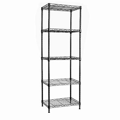 REGILLER 5-Wire Shelving Metal Storage Rack Adjustable Shelves, Standing Storage Shelf Units for Laundry Bathroom Kitchen Pantry Closet(Black, 16.6L x 11.8W x 53.5H)