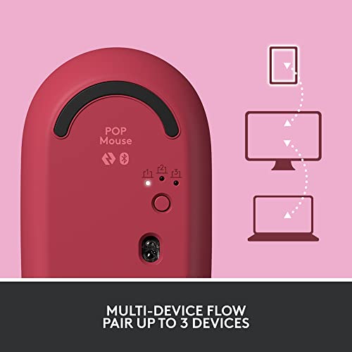 Logitech POP Mouse, Wireless Mouse with Customizable Emojis, SilentTouch Technology, Precision/Speed Scroll, Compact Design, Bluetooth, Multi-Device, OS Compatible - Heartbreaker Rose