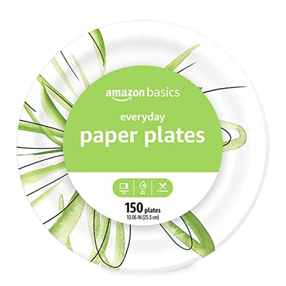 Amazon Basics Everyday Paper Plates, 10 Inch, Disposable, 150 Count