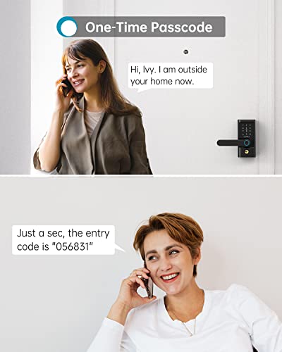 Keyless Entry Smart Door Lock - HEANTLE Smart Lock Fingerprint Door Lock with Lever Electronic Locks for Front Door Touchscreen Keypads Door Lock Automatic Lock Compatible with Alexa Google Home Black