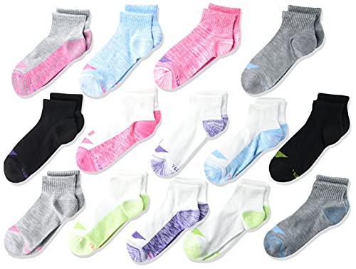 Hanes Ultimate girls Cool Comfort Ankle, 14-pack fashion liner socks, Assorted, Medium US