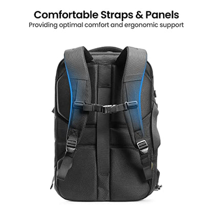 tomtoc Travel Backpack 40L, TSA Friendly Flight Approved Carry-on Luggage Hand Backpack, Water-resistant Lightweight Business Rucksack, Durable Large Weekender Bag Daypack Fits 17.3 Inch Laptop