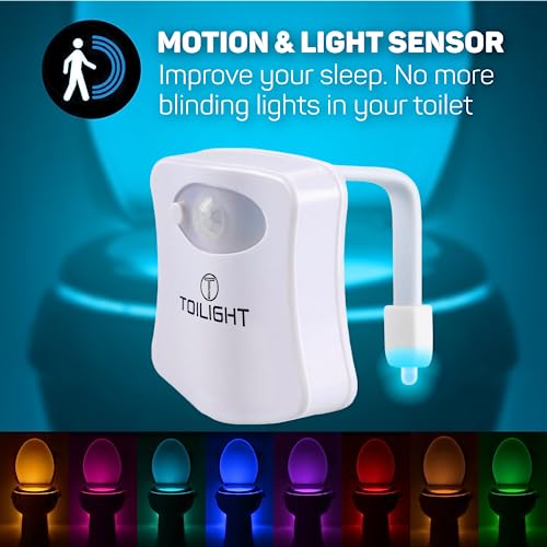 The Original Toilet Night Light Tech Gadget. Fun Bathroom Motion Sensor LED Lighting. Weird Novelty Funny Birthday Gag Stocking Stuffer Gifts Ideas for Him Her Guy Men Boy Toddler Mom Papa Brother