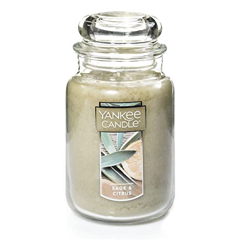 Yankee Candle Sage & Citrus Scented, Classic 22oz Large Jar Single Wick Candle, Over 110 Hours of Burn Time