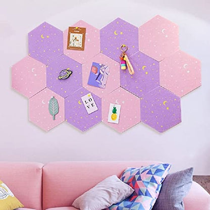 Adhesive Hexagon Pin Board Bulletin Board Girls Room Decor College Dorm Room Essentials for Girls Things for Teen Girls Room Purple 1PCS