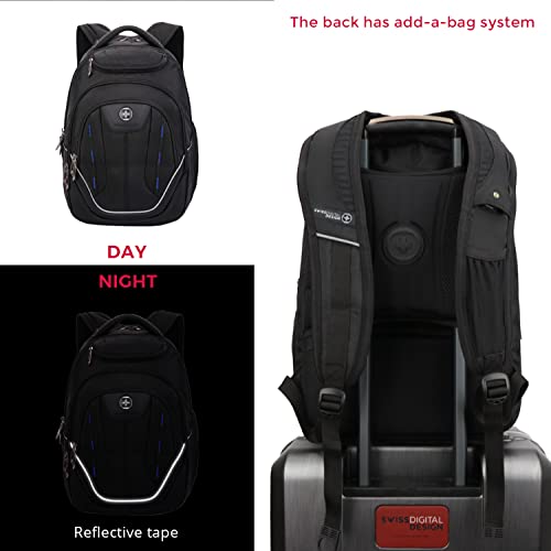 Swissdigital Design Terabyte TSA Large Business Laptop Backpack For Men, Travel Backpack With USB Charging Port,College Tech Backpacks With RFID Pockets Gifts For Men Fits 15.6 Inch Computer