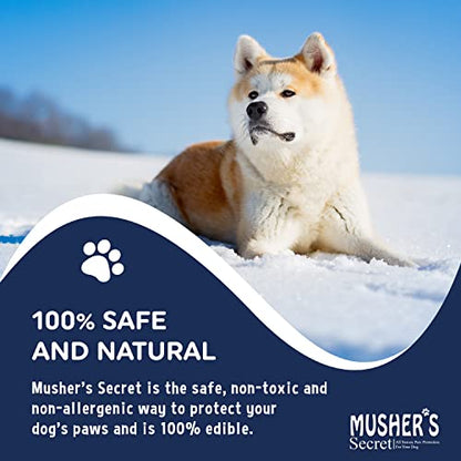 Musher's Secret Dog Paw Wax 60 g (2.1 oz) - Moisturizing Dog Paw Balm that Creates an Invisible Barrier That Protects and Heals Dry Cracked Paws - All-Natural with Vitamin E and Food-Grade Ingredients