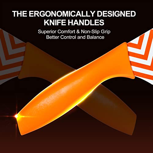 MICHELANGELO Knife Set, Kitchen Knife 10 Piece with Nonstick Colored Coating, Sharp Stainless Steel Kitchen Knife Set, Patterned Knives with Covers, Kitchen Knives, 5 Knives & 5 Sheath Covers