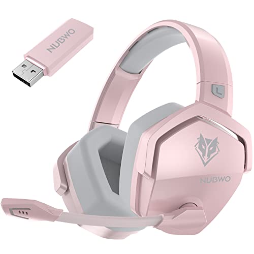 NUBWO G06 Wireless Gaming Headset with Crystal-Clear Microphone for PS5, PS4, PC, and Switch, 47-Hr Battery, Ergonomic Design (Pink)