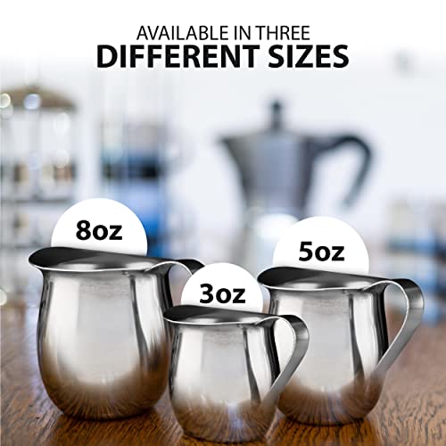 EHOMEA2Z Stainless Steel Bell Creamer Espresso Shot Frothing Pitcher Cup Latte Art (2, 3 Oz)