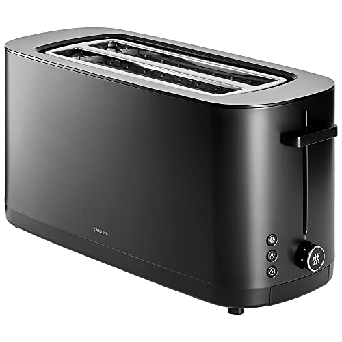 ZWILLING Enfinigy 2 Long Slot Toaster, 4 Slices with Extra Wide 1.5" Slots for Bagels, 7 Toast Settings, Even Toasting, Reheat, Cancel, Defrost, Black