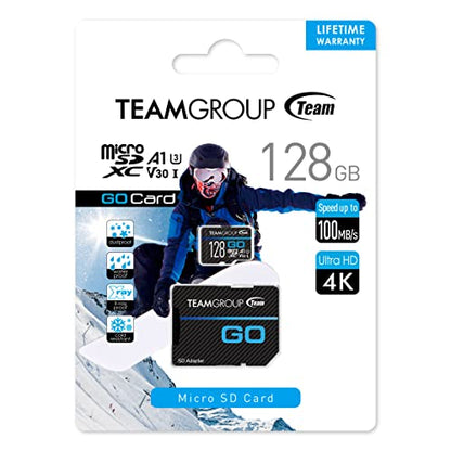 TEAMGROUP GO Card 128GB x 5 PACK Micro SDXC UHS-I U3 V30 4K for GoPro & Drone & Action Cameras High Speed Flash Memory Card with Adapter for Outdoor Sports, 4K Shooting, Nintendo-Switch TGUSDX128GU363