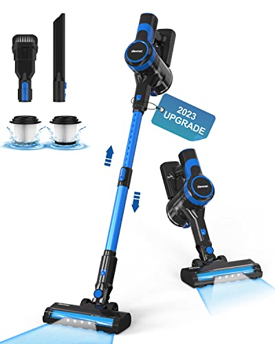 DEVOAC Cordless Vacuum Cleaner, Lightweight Vacuum Cleaner with Rechargeable Battery, Convenient 6 in 1 Stick Vacuum Cleaner with Powerful Suction, Handheld Vacuum for Carpet Hard Floor Pet Hair Home