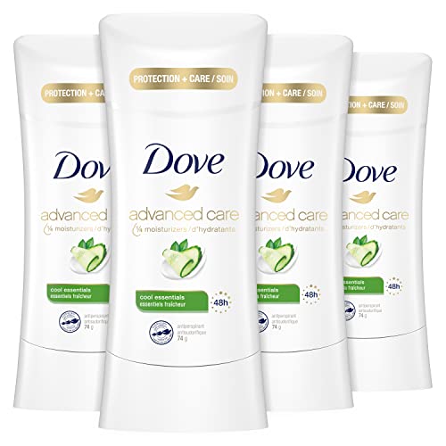 Dove Advanced Care Antiperspirant Cool Essentials 4 Count Deodorant for Women For 48 Hour Protection And Soft And Comfortable Underarms 2.6 oz