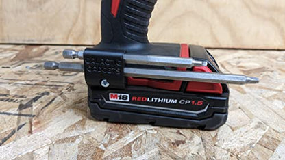 MAGNETIC Bit Holder for Milwaukee M18 Drill - Side Mounted - Strong Magnets - Low Profile Design - Galactic Gadgets (Black)