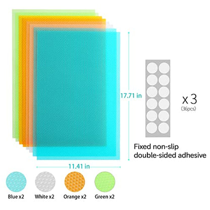 8 Pcs Refrigerator Liners,Washable Cuttable Refrigerator Liner Fits Any Refrigerator Size,Home Kitchen Gadgets Accessories for Non-Slip Waterproof Refrigerator Liner Drawer Table Mat Utensil Coaster