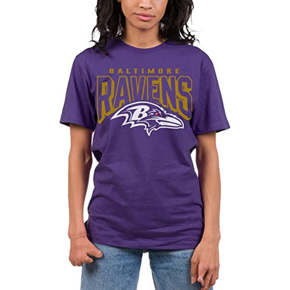 Junk Food Clothing x NFL - Baltimore Ravens - Bold Logo - Unisex Adult Short Sleeve Fan T-Shirt for Men and Women - Size 3X-Large