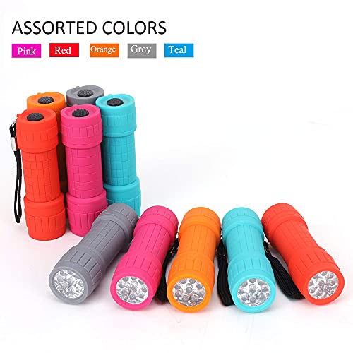 FASTPRO 10-Pack, 9-LED Mini Flashlight Set, 30-Pieces AAA Batteries are Included and Pre-Installed, Perfect for Class Teaching, Camping, Wedding Favor