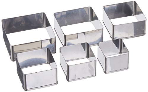 Ateco Plain Edge Square Cutters in Graduated Sizes, Stainless Steel, 6 Pc Set