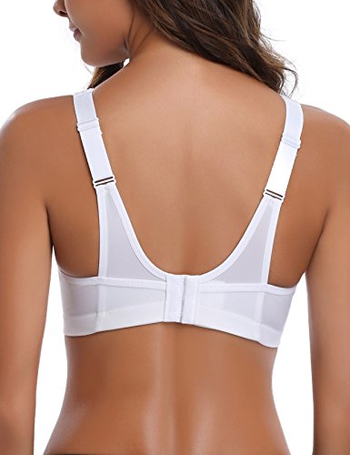 Wingslove Women's Full Coverage High Impact Wirefree Workout Non Padded Sports Bra Bounce Control (White,48C)