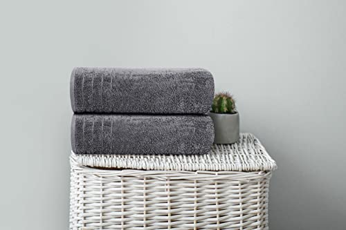 Tens Towels Large Bath Towels, 100% Cotton, 30 x 60 Inches Extra Large Bath Towels, Lighter Weight, Quicker to Dry, Super Absorbent, Perfect Bathroom Towels (Pack of 4, Dark Grey)