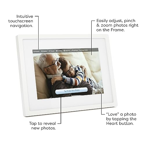 Skylight Digital Picture Frame: WiFi Enabled with Load from Phone Capability, Touch Screen Digital Photo Frame Display - Customizable Gift for Friends and Family - 10 Inch White