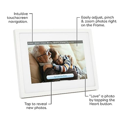 Skylight Digital Picture Frame: WiFi Enabled with Load from Phone Capability, Touch Screen Digital Photo Frame Display - Customizable Gift for Friends and Family - 10 Inch White