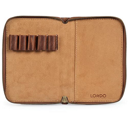 Londo Genuine Leather Padfolio with Pencil Holder Notepad and Zipper Closure (Cinnamon)