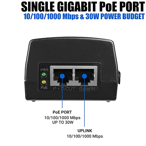 BV-Tech Gigabit Power Over Ethernet PoE+ Injector | 30W | 802.3 af | Plug & Play | up to 325 Feet