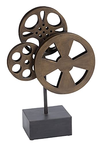 Deco 79 Metal Film Reels Sculpture, 11" x 5" x 16", Brown