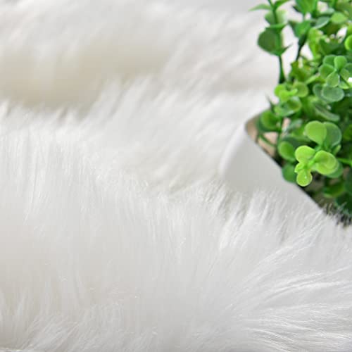 Goolela Faux Fur Rug Throw Rugs Small White Rug 2x3 Sheep Skin Rug Fluffy Washable Rug for Bedroom Dorm Bedside Rug Luxury Room Decor, Rectangle