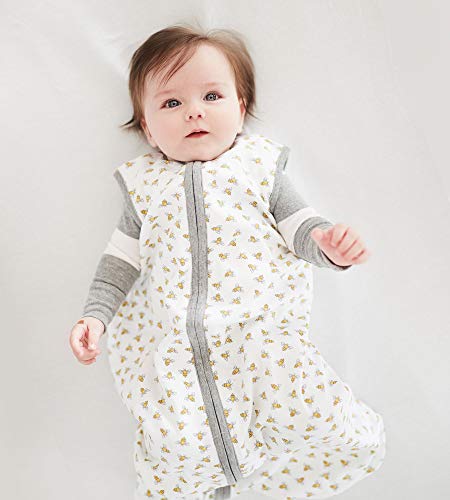 Burt's Bees Baby unisex baby Beekeeper Blanket, 100% Organic Cotton, Swaddle Transition Sleeping Bag wearable blankets, Honey Bee Cloud, Medium US